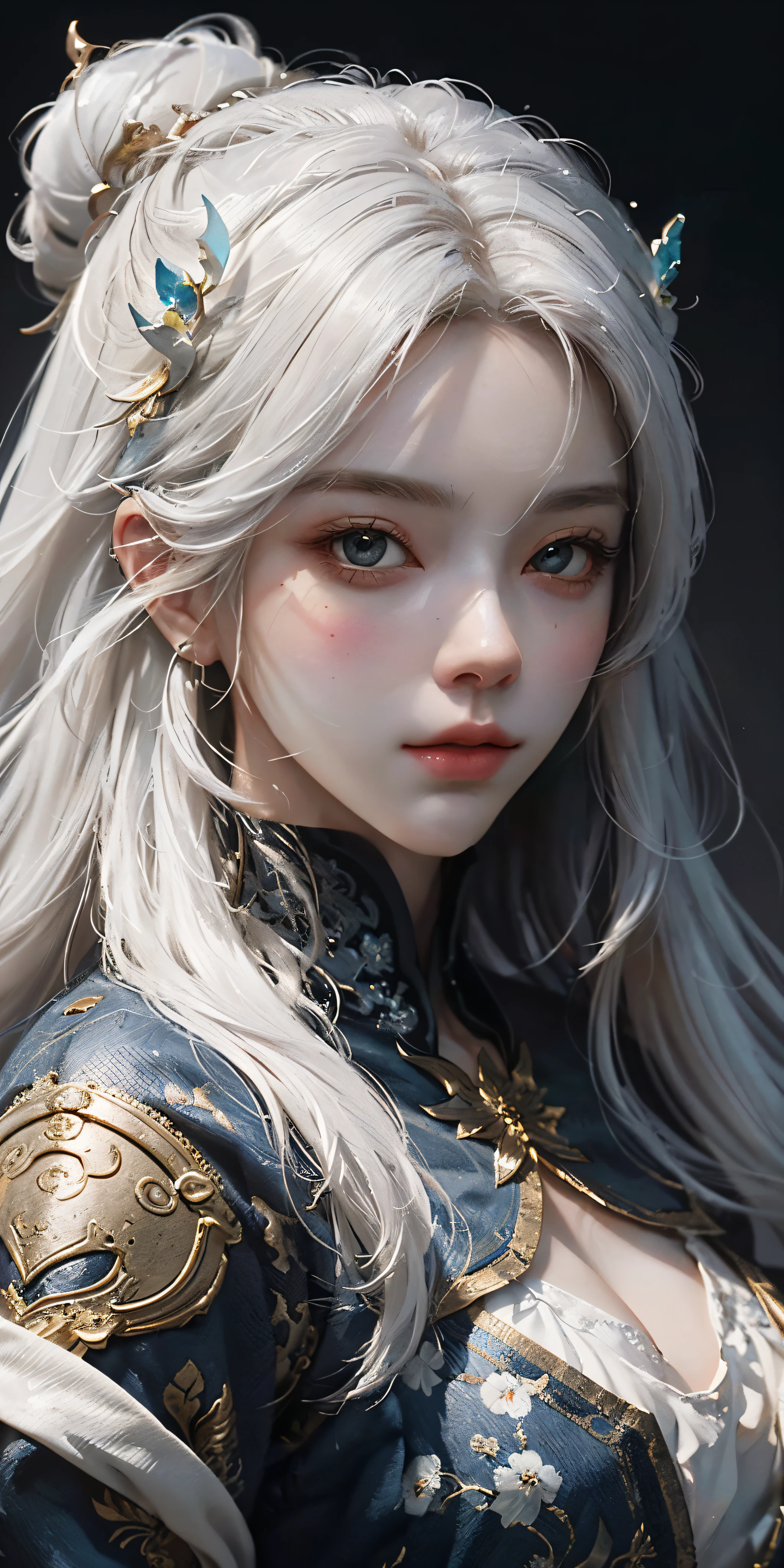 a close up of a woman with white hair and a white mask, beautiful character painting, guweiz, artwork in the style of guweiz, white haired deity, by Yang J, epic exquisite character art, stunning character art, by Fan Qi, by Wuzhun Shifan, guweiz on pixiv artstation