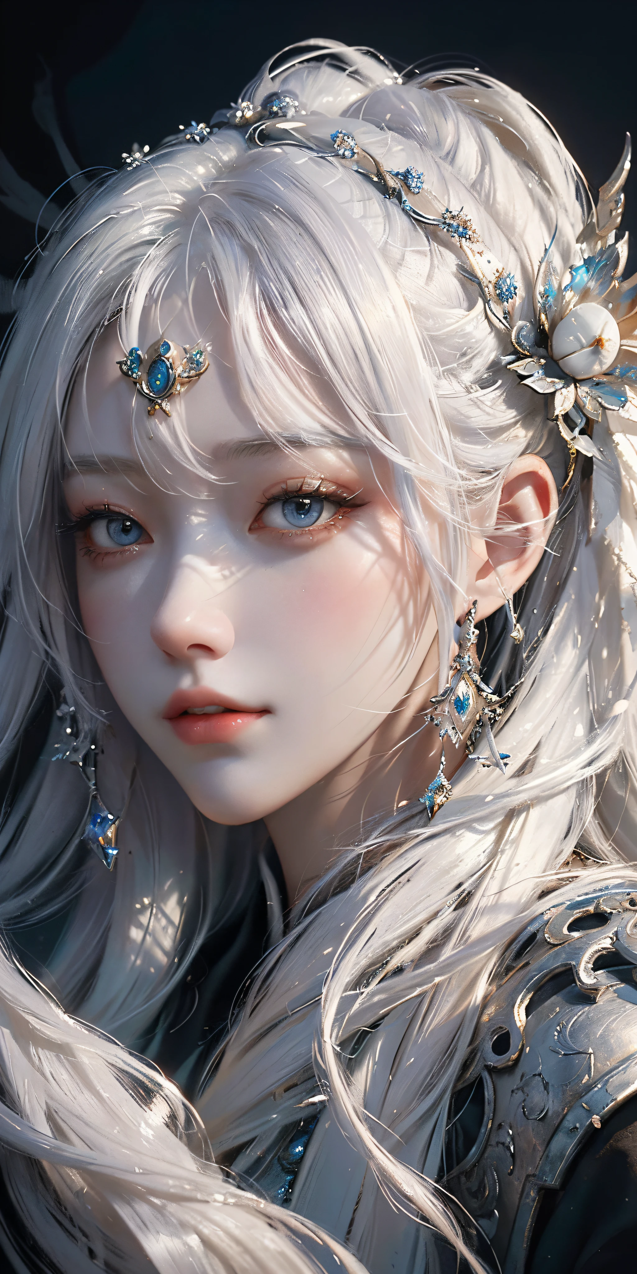 a close up of a woman with white hair and a white mask, beautiful character painting, guweiz, artwork in the style of guweiz, white haired deity, by Yang J, epic exquisite character art, stunning character art, by Fan Qi, by Wuzhun Shifan, guweiz on pixiv artstation