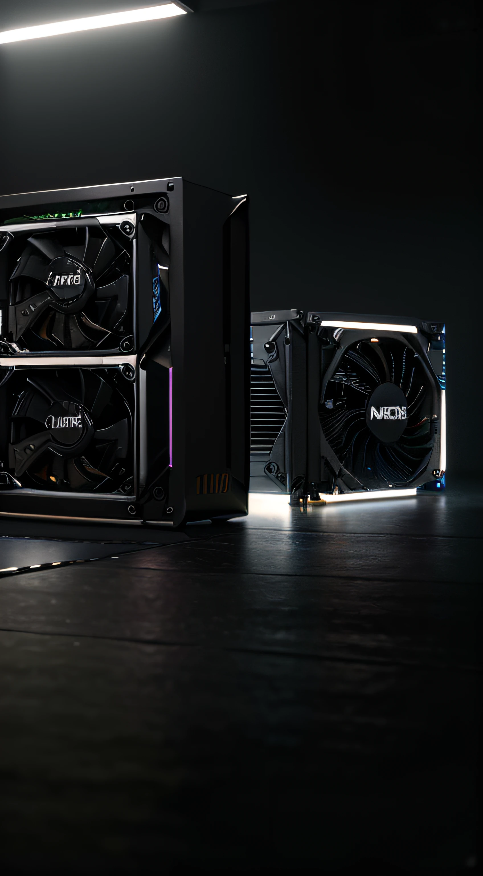 a 4k wallpaper for your computer with the following image: a cryptocurrency mining rig with 4 video cards