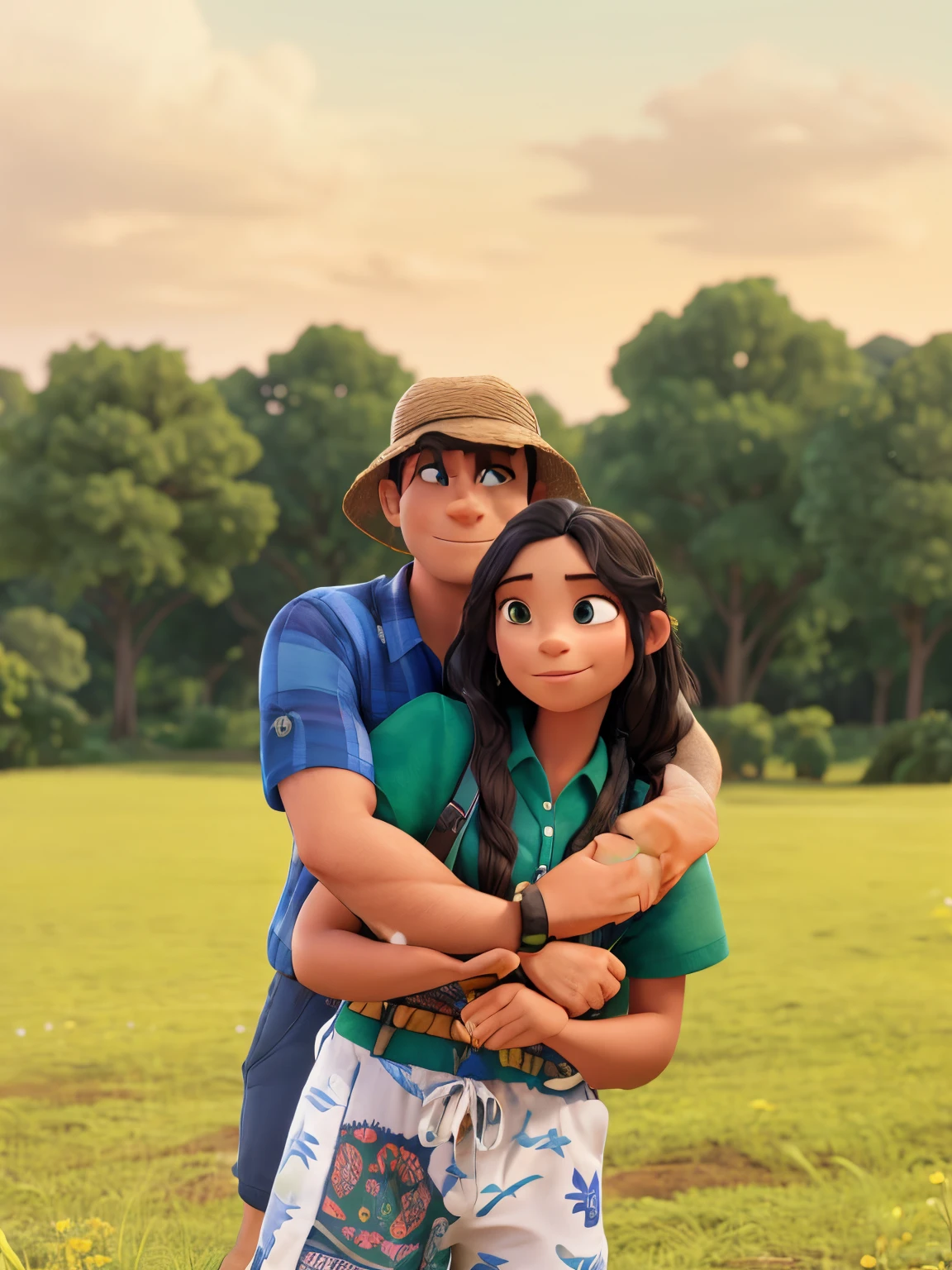 Casa feliz, qualidade, alta qualidade, estilo pixar, em um dia sol, contra o pano de fundo de um parque arbirizado