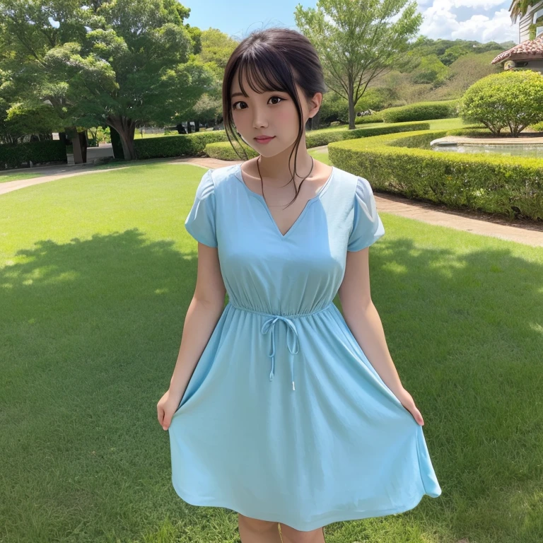(Perfect Anatomy)1womanl、age19、season、springtime、a park、Shorthair、Dress、Yoshiko Akishino