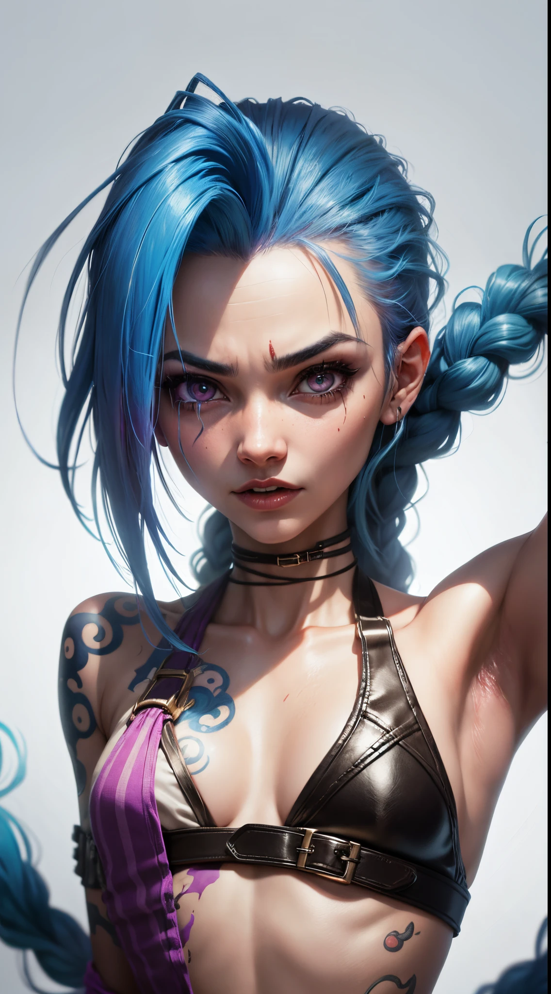 Jinx, arcane, crazy, close up photo