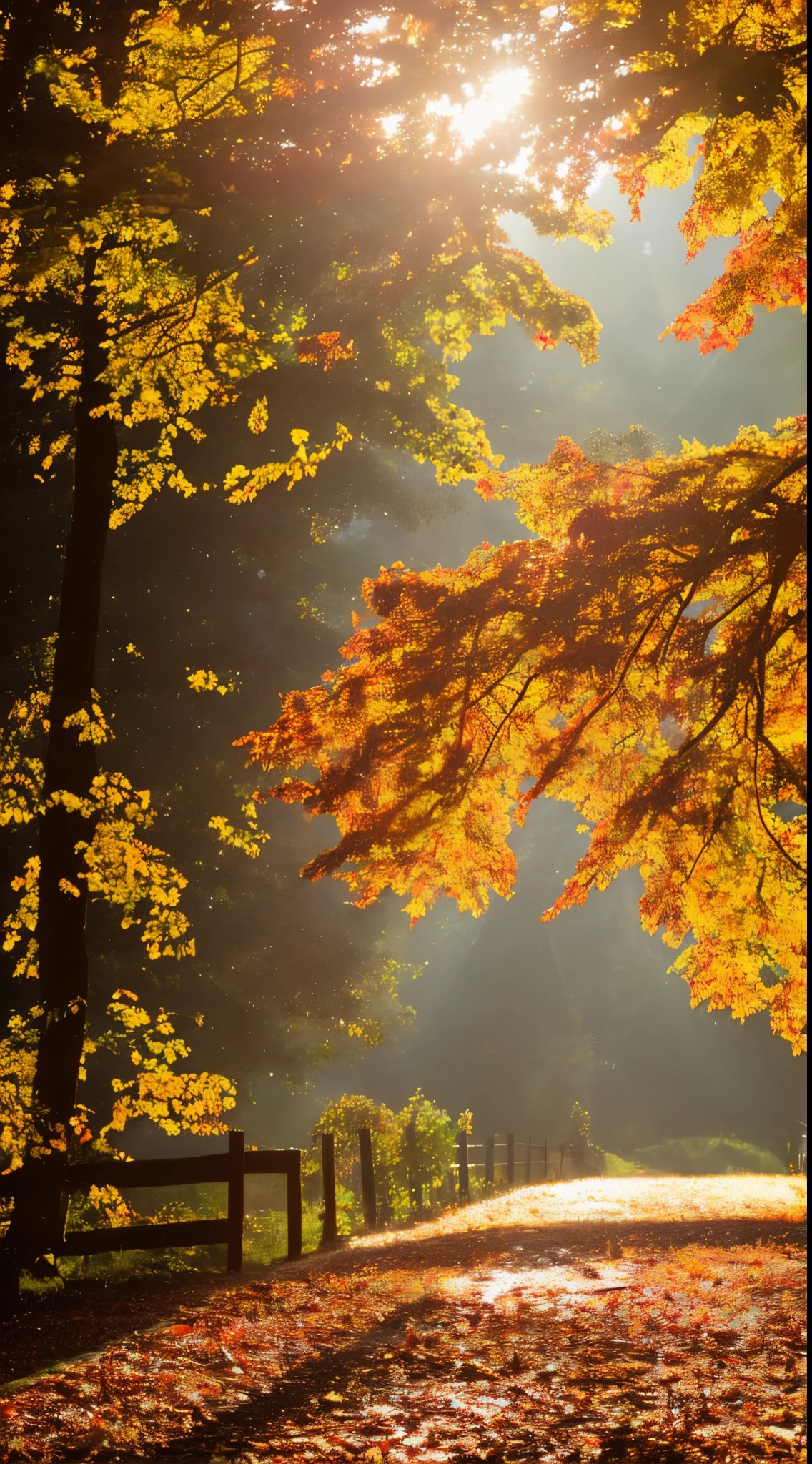 autumn autumn, Leaves, Sunset