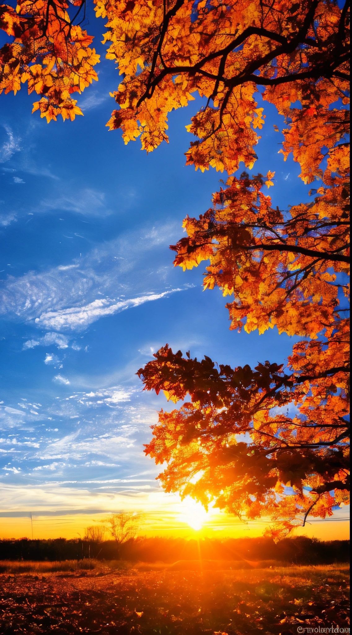 autumn autumn, Leaves, Sunset