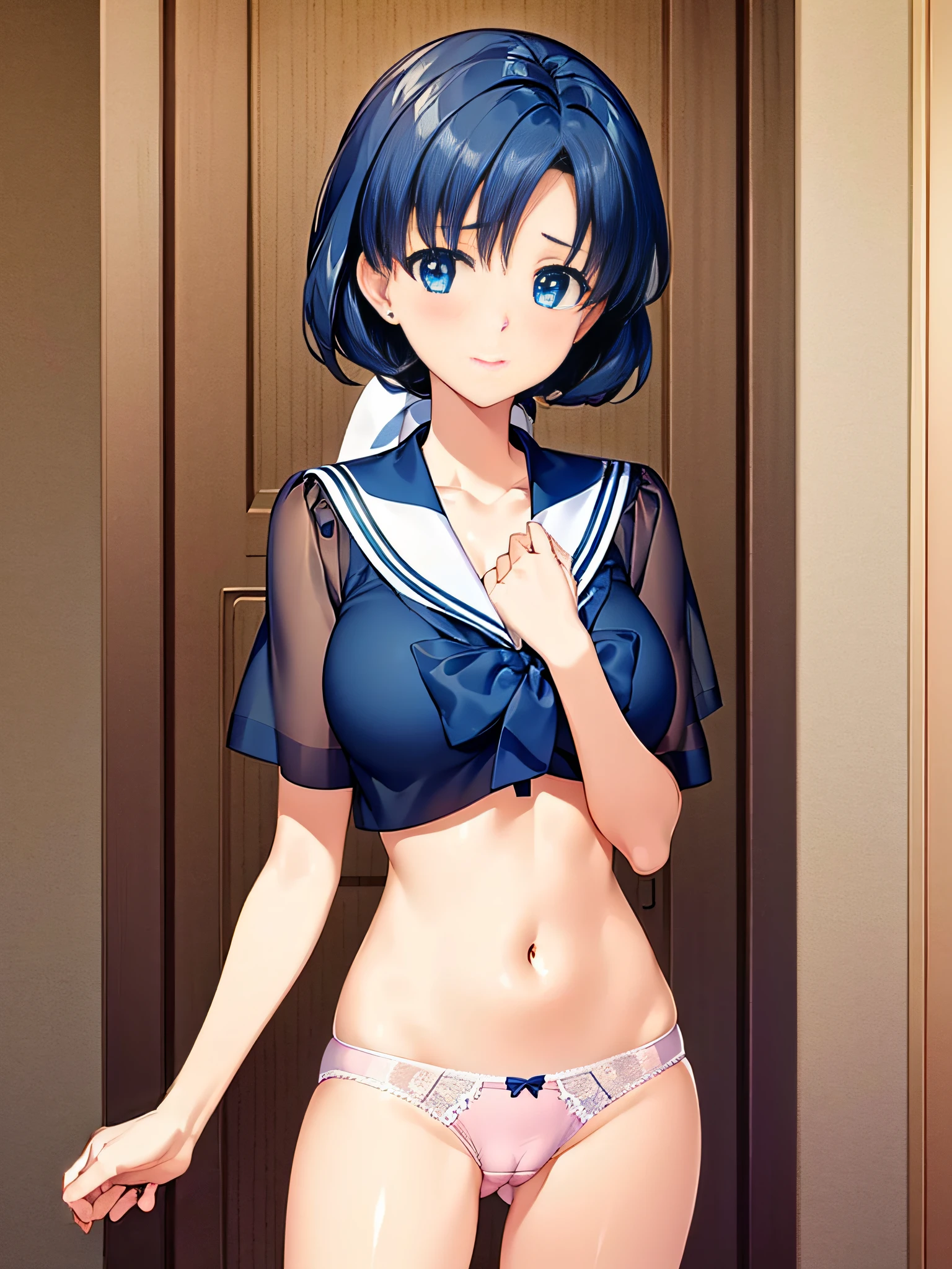 a blue skirt