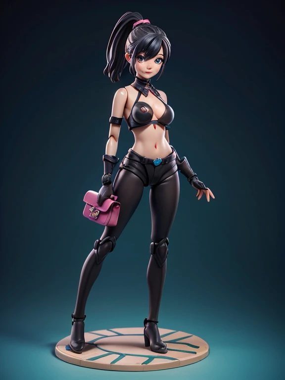 Black hair, Short ponytail, Full Body 3D Artwork! ! action figure girl, Very good figure, pop mart toys, (Naked )blind box toys, mockup, Full body, animesque, simple backround, 3D Artwork, OC rendering, high detailing, Bright, Studio Lighting :1, blush stickers, Shy, blush, tornwing, embarrassed, toppless, tits out, Cute nipples, C4D, blender, Best Quality, ultra-detailliert, Super beautiful