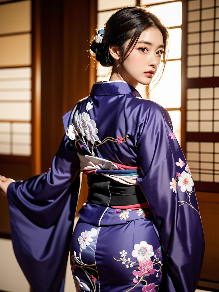 AIBeauty、Real Beauty、Yukata Prompt、Fireworks display、狐耳Beauty、Night view、Heart patterned yukata、Show off your whole body、Beautiful woman looking back