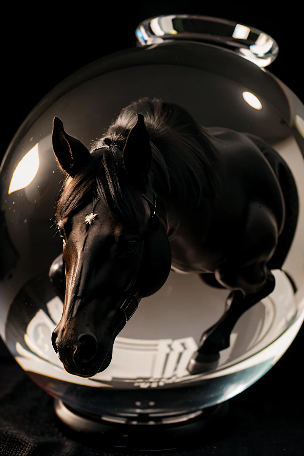 magic crystal ball, black horse