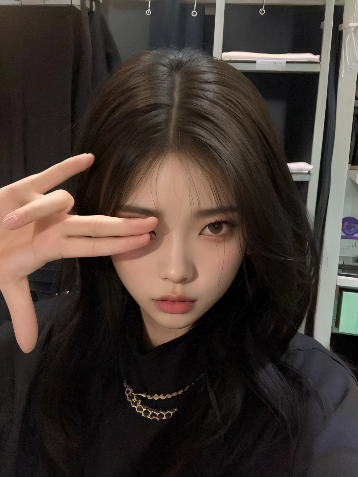 mulher araffed com longos cabelos pretos e uma camisa preta, Jisoo do Blackpink, Ulzzang, jisoo do blackpink, jossi do blackpink, Bae Suzy, Jinyoung Canela, franja de cortina, Retrato Jisoo Blackpink, Retrato de Jossi de Blackpink, iu lee ji-eun as a super villain, Heonhwa Choe, Jung Jaehyun, Kim Doyoung