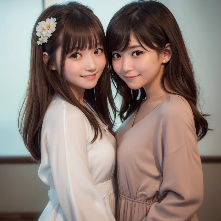 top-quality、Face Focus、softlight、(depth of fields)、超A high resolution、(Photorealsitic:1.4)、RAW Photography、(portlate:1.4)、(from the front side) 1 Japan girls、独奏、cute little、(full of shyness、a smile: 1.1)、(brown-eyed)、detailed beautiful faces、(Shorthair)、Bedrooms、sprawl、(formal outfit:1.2)