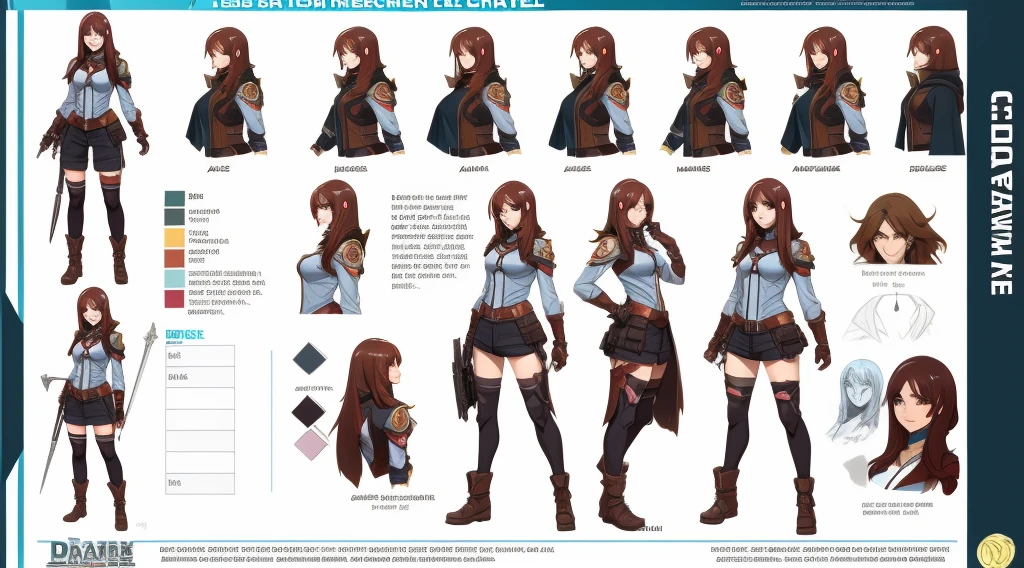 Female original character action reference sheet adoptable,