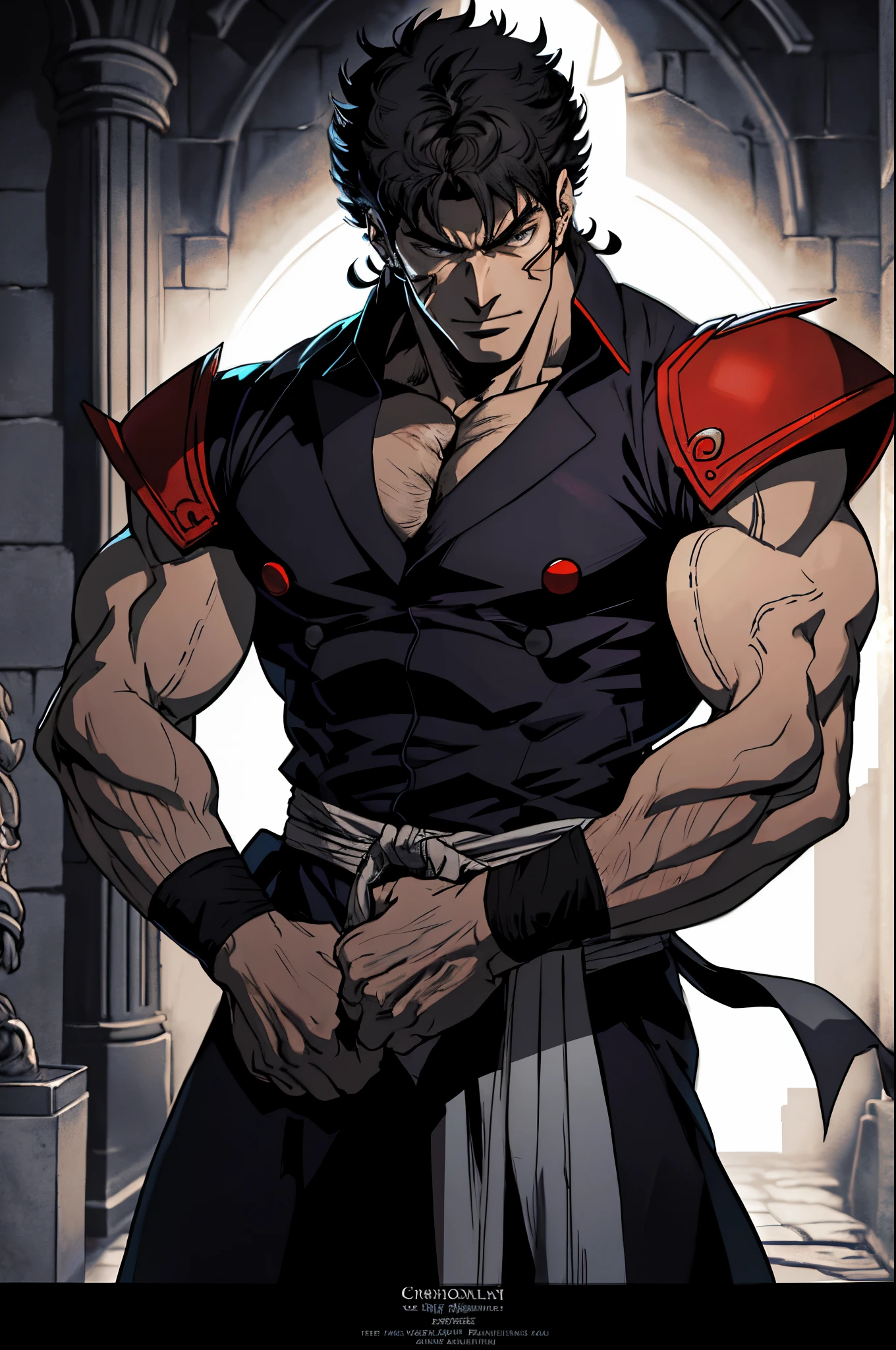 Hokuto no ken style kenshiro visages très détaillés Castlevania Shadow Lord hyper réaliste super détaillé Dynamic Poster Film Publicité Chef-d'éclairage dramatique de l'work