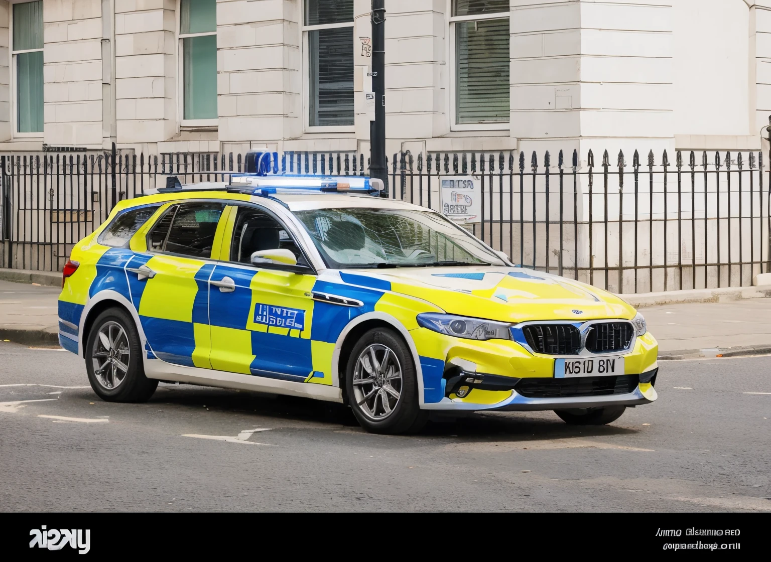 Este carro nas ruas de Londres , em um beco, lugar sujo, noite, escuro, sirene ligada, scenecy, anime scenery, mystery, suspense, policiais , sem humanosa