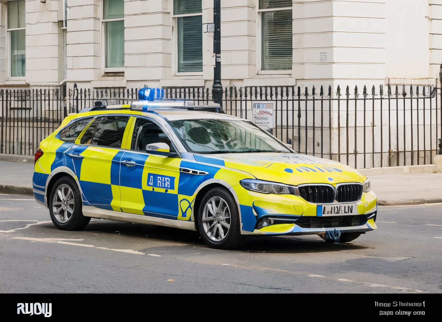 Este carro nas ruas de Londres , em um beco, lugar sujo, noite, escuro, sirene ligada, scenecy, anime scenery, mystery, suspense, policiais , sem humanosa