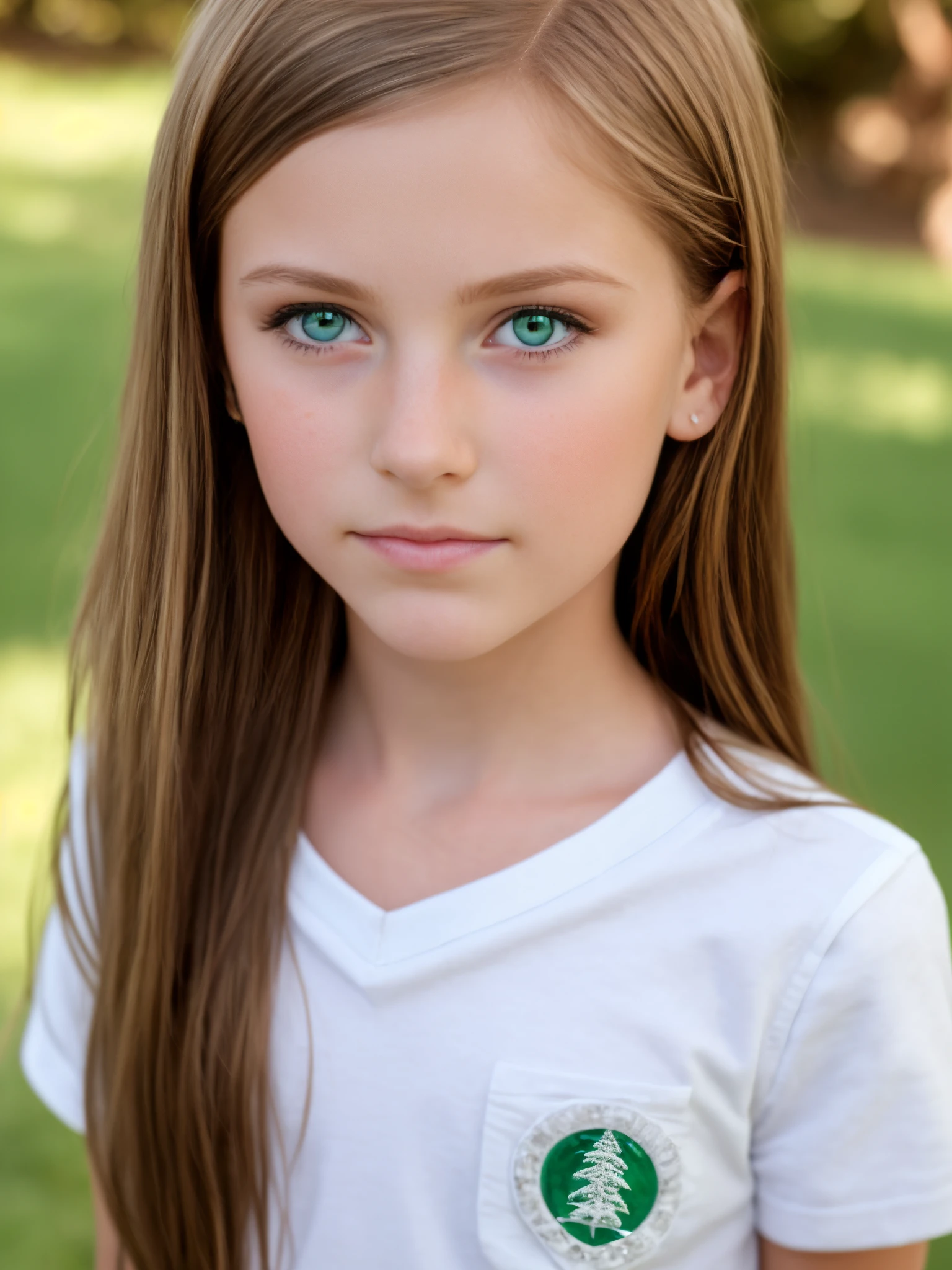12 year old with green eyes. 5’2. blonde and brown hair