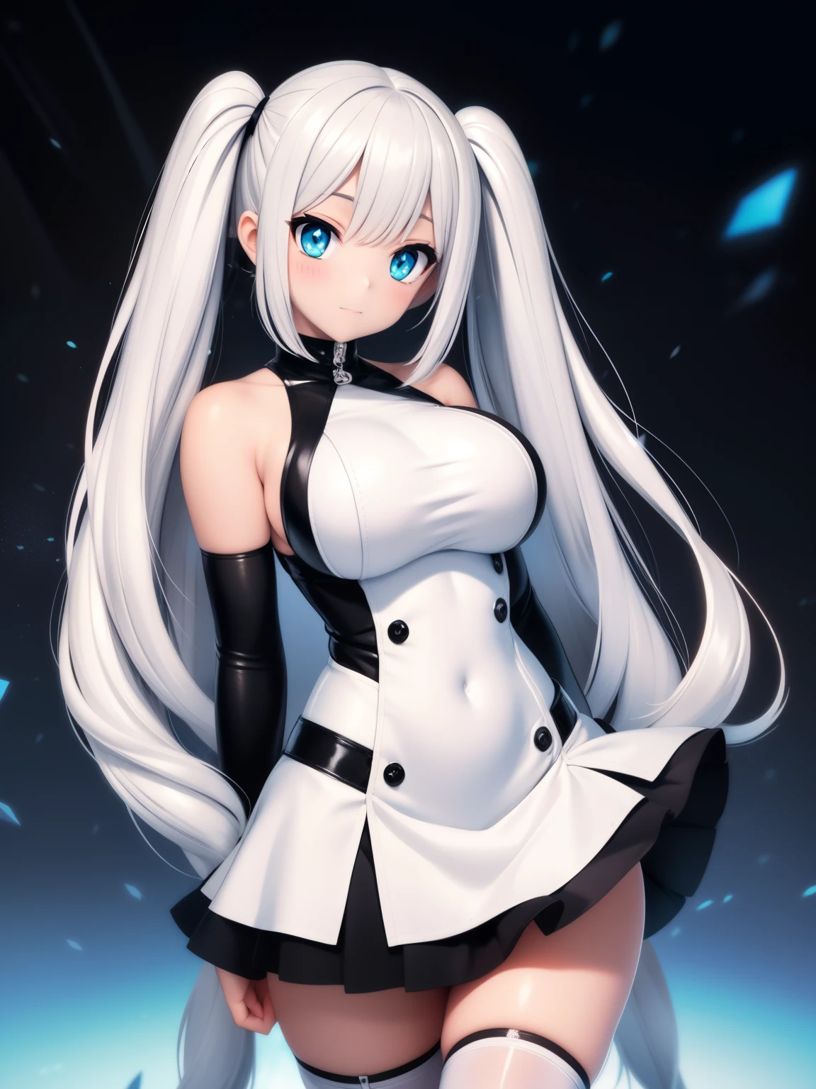 big breasts beautiful, Young woman, In the crystal and ice zone, drifting snow, ride horse, White hours, Gradient hair, White hair, white hairs, twintail hair, eyes reflection, disdain, Ray traching, reflective light, blurry, Glowing light, depth of fields, lightand shade contrast, stereograms, zoom layer, cowboy lens, f/2.8, Bokeh, tmasterpiece, best qualtiy, high qulity, k hd,White stockings