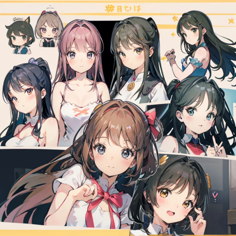 Best Quality、CharacterDesignSheet、pupils、faces、shot from top