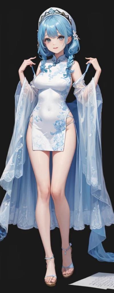 In a striking vertical composition, a stunning russian woman with a bold wolf-cut brown hairdo stands tall, exuding confidence and poise as she gazes directly into the lens with unwavering determination. Her piercing sapphire blue eyes sparkle behind thick lashes, framed by her sheer lace leotard that accentuates her toned physique. Against a textured background, she appears regal, her facial features reminiscent of Anne Hathaway's - high cheekbones, defined jawline, and full lips. Soft natural light casts a flattering glow on the subject, while her golden hair cascades down her back like a waterfall, framing her majestic visage. ((huge breasts cleavage:1.3)), necklace, large earrings, busty secretary, (skinny waist;1.3), (nsfw:1.3), erect nippies, bare nipples, (see-through nipples:1.4), (full body shot:1.3),