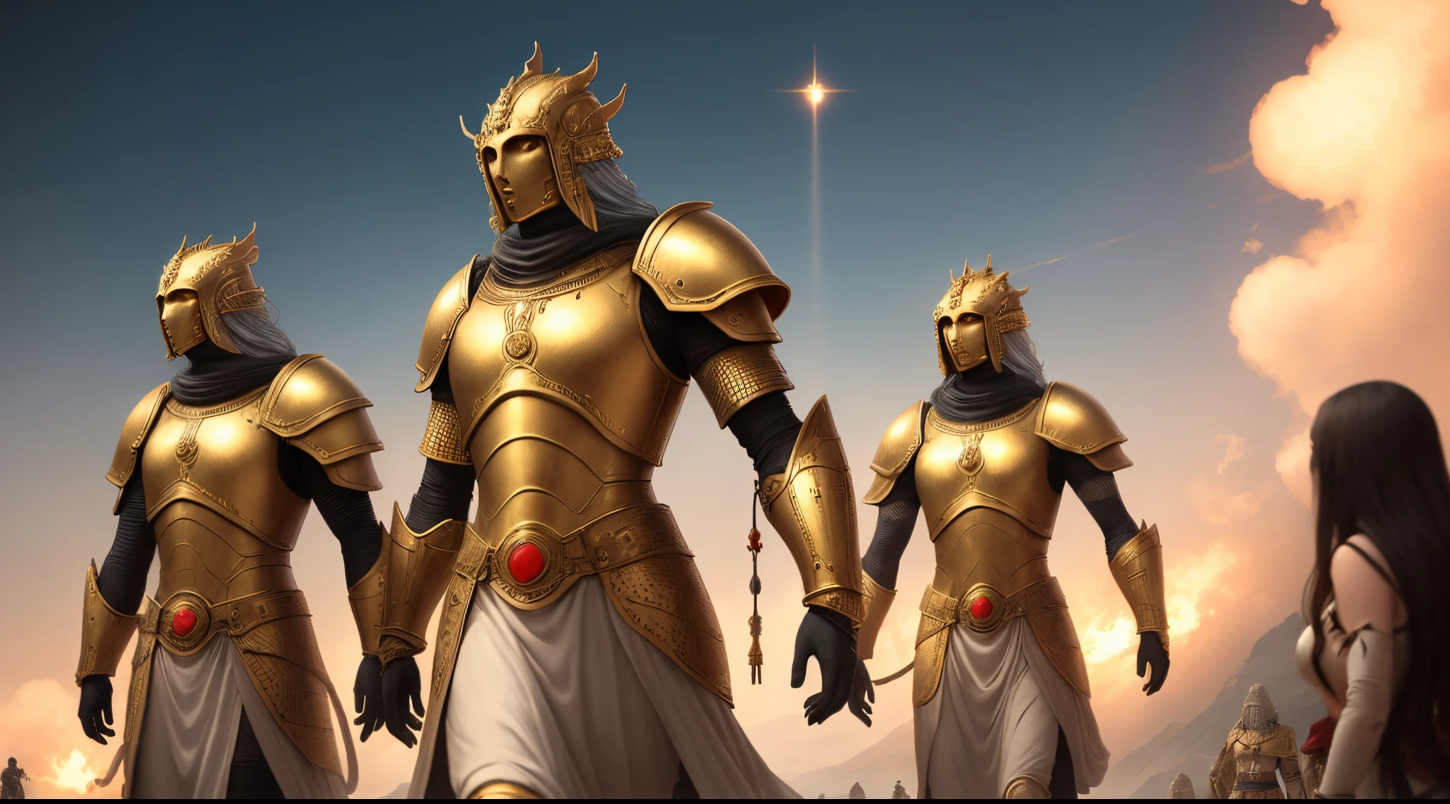 Anunnaki civilization golden armored leader