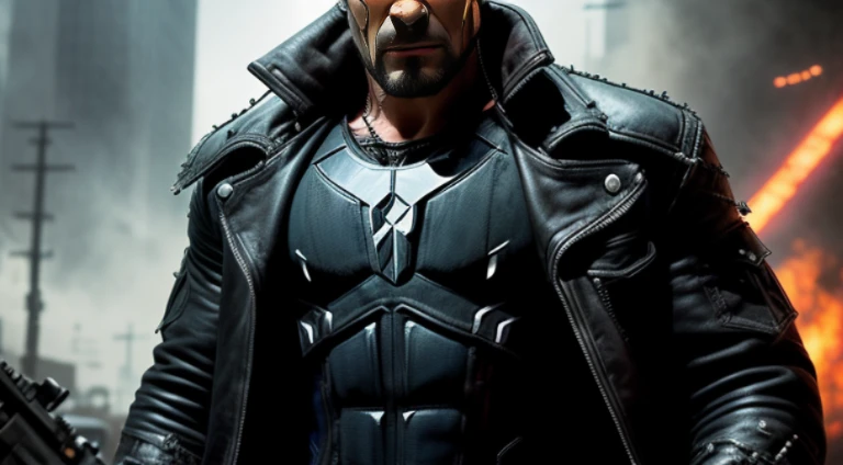 dark cowboy punisher, textless, official arts, Masterpiece!!, Masterpiece!!!!, badass composition, action movie, Pogue Caesar, cable, Masterpiece!, in a threatening posture, Masterpiece!!!, From the Marvel movie, movie poster character, От Marvel Studios, Movie Character