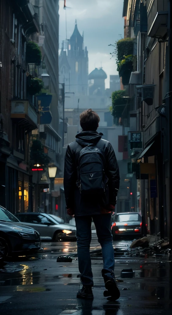A guy standing in abonden place