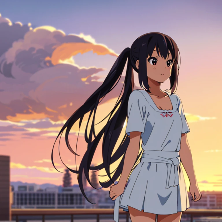 (8K、Raw photography、top-quality、​masterpiece:1.2)、(Baby face、Round face:1.3)、(poneyTail:1.3)、nakano azusa, 1girl in, Sakuragaoka High School Uniform,student clothes,Underwear、cleavage of the breast、Small、all-fours、ultra-detailliert、超A high resolution、see the beholder、beautifull detailed face、A smile、Constriction、(Slim waist) :1.3)、Beautiful detailed skin、Skin Texture、floated hair、profetional lighting