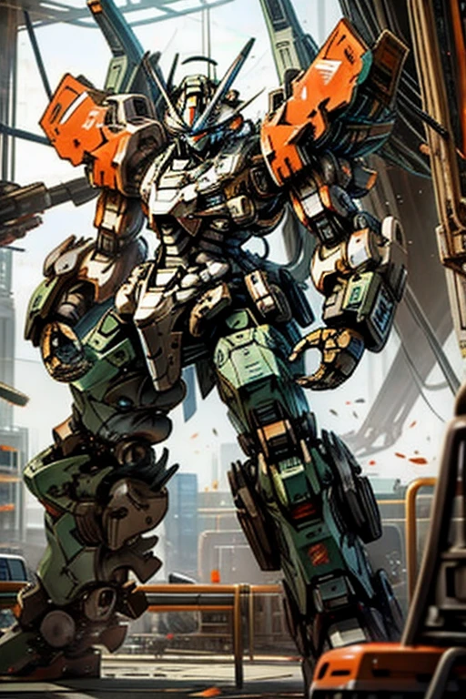 mecha espacial, amored core 6, mecha estilo jogo titanfall, mecha de gunda