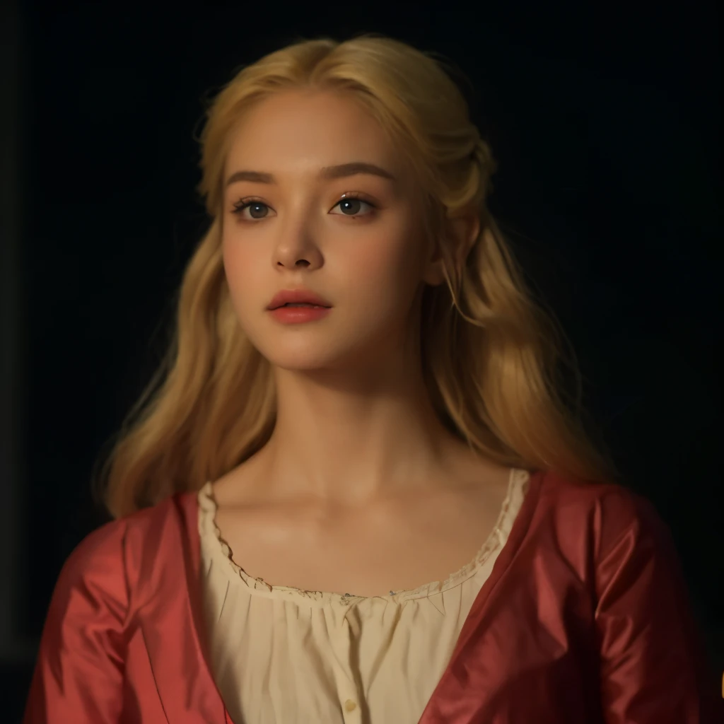 1girl,face,white background,CINEMATICA MATRIX 5, cantik, putih , hidung mancung, bulu mata lentik, pipi merah alami, seorang gadis 20 tahun, matanya biru. rambut nya ber volume. Vintage outfit, blonde hair (rambut pirang)