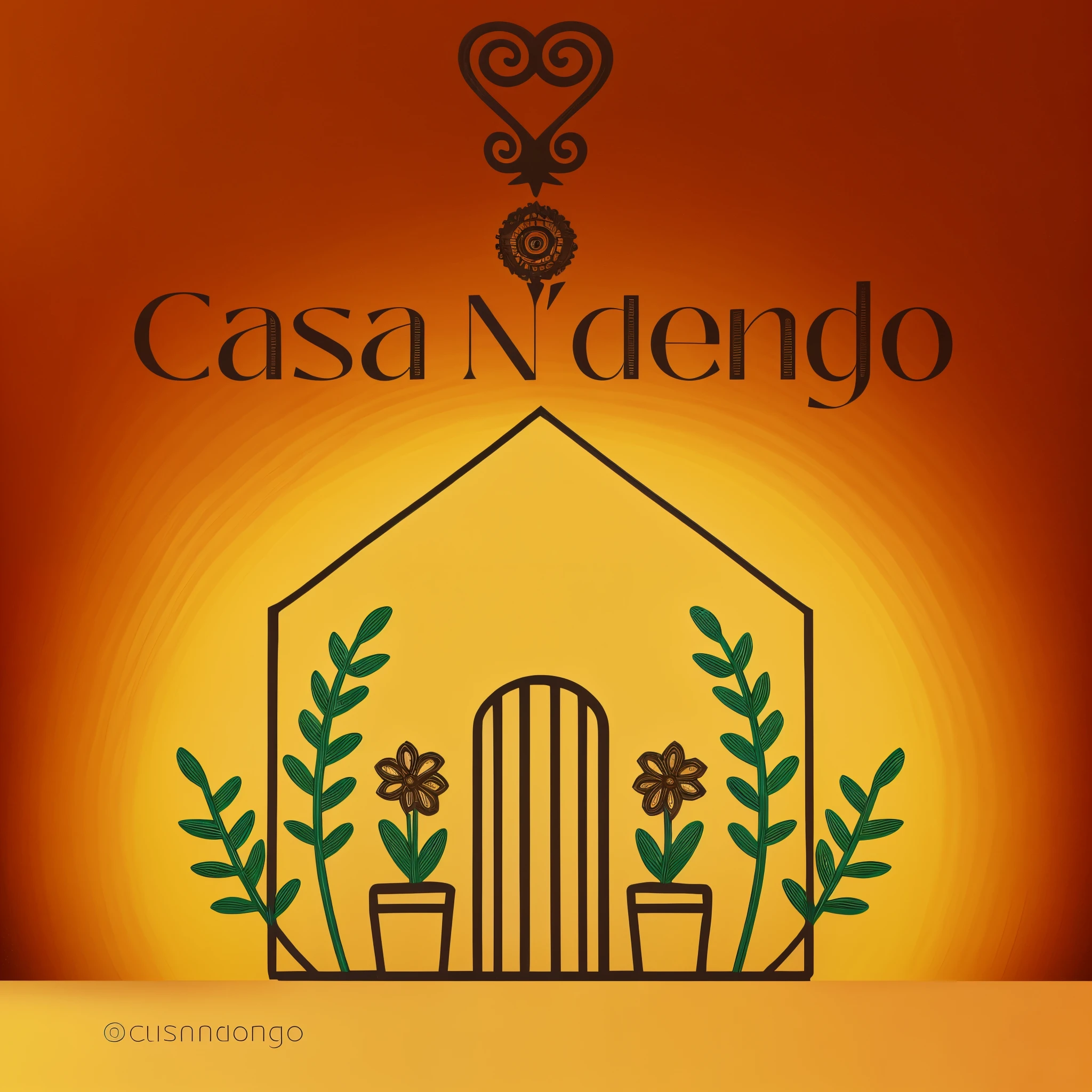 Create a visual representation of a cultural space that celebrates ancestral and black references, with an afrofuturistic aesthetic and a color palette in earth tones. Imagine a house with architectural elements that blend African and Afro-Brazilian traditions, incorporating cultural symbols and patterns. Highlight the fusion between the past and the future, using subtle technological elements and an atmosphere that inspires a connection with history and innovation.
