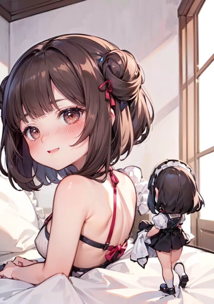 (2girls:1.3), (giantess:1.2), (height_difference:1.5), (size_difference:1.3), theme-castle, minigirl on a bed in front of the ass of a giantess, a minigirl on a bed in front of the ass of a giantess
a giantess, blunt bangs, brown_skinned, :3, angry, breasts, happy, naked, below view, from below, cleavage, laying down, sitting, back of head, backside, (blanket:1.2),
AND (minigirl:1.7) long hair, (rear_end closeup: 1.4), (A high resolution,ultra-delicate,best quality, masterpiece, Best quality at best), NFSW, absurderes, high resolution, ((best quality)), ((ultra-detailed)), beautiful face, (shiny_skin:1.2)