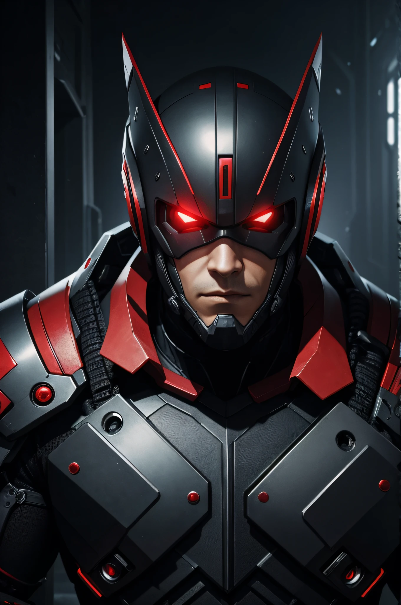 super cyborg homme univers de jeux vidéo noir et rouge et xborg