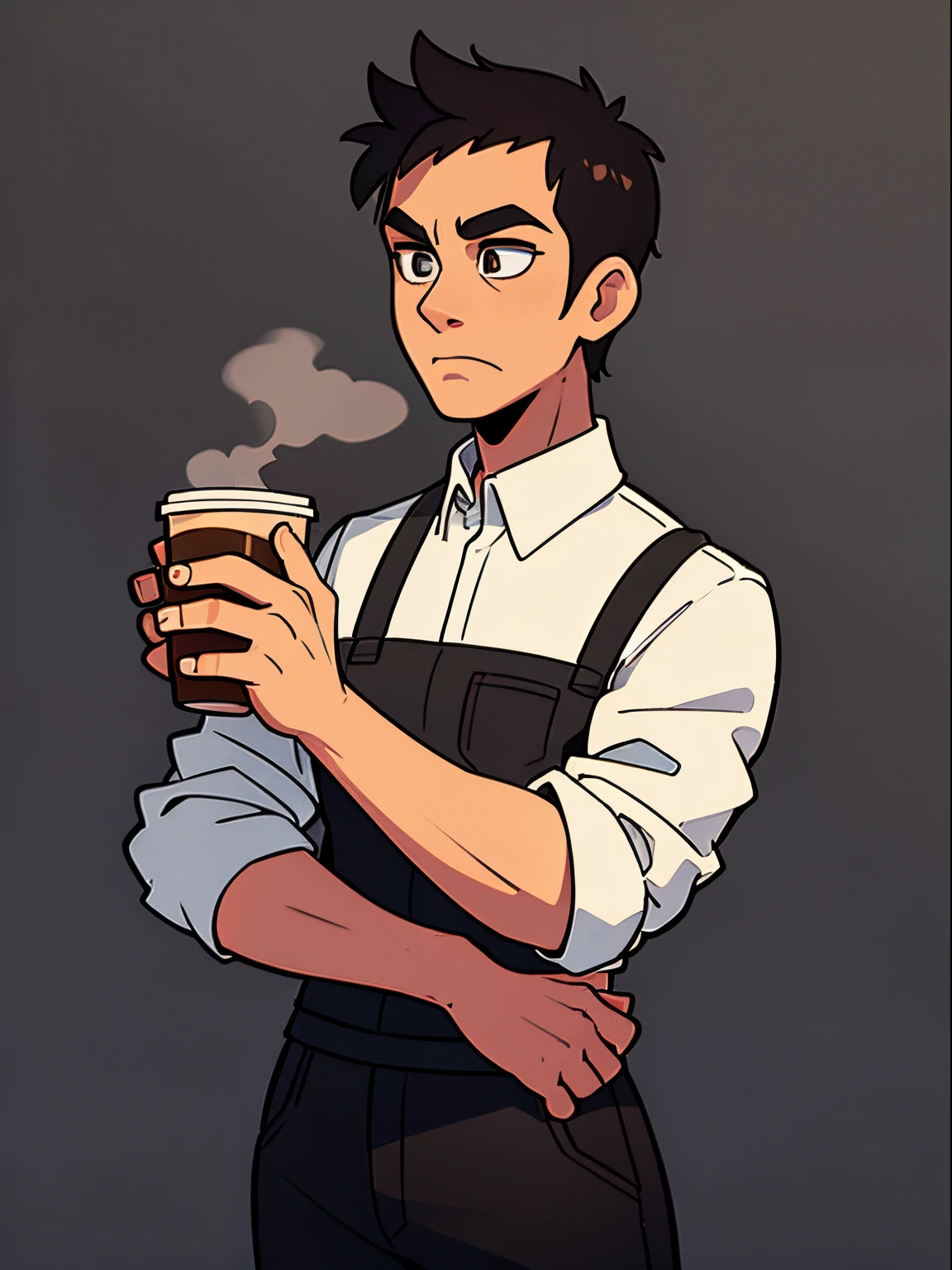 Artistic simple GTA style black background coffee illustration design