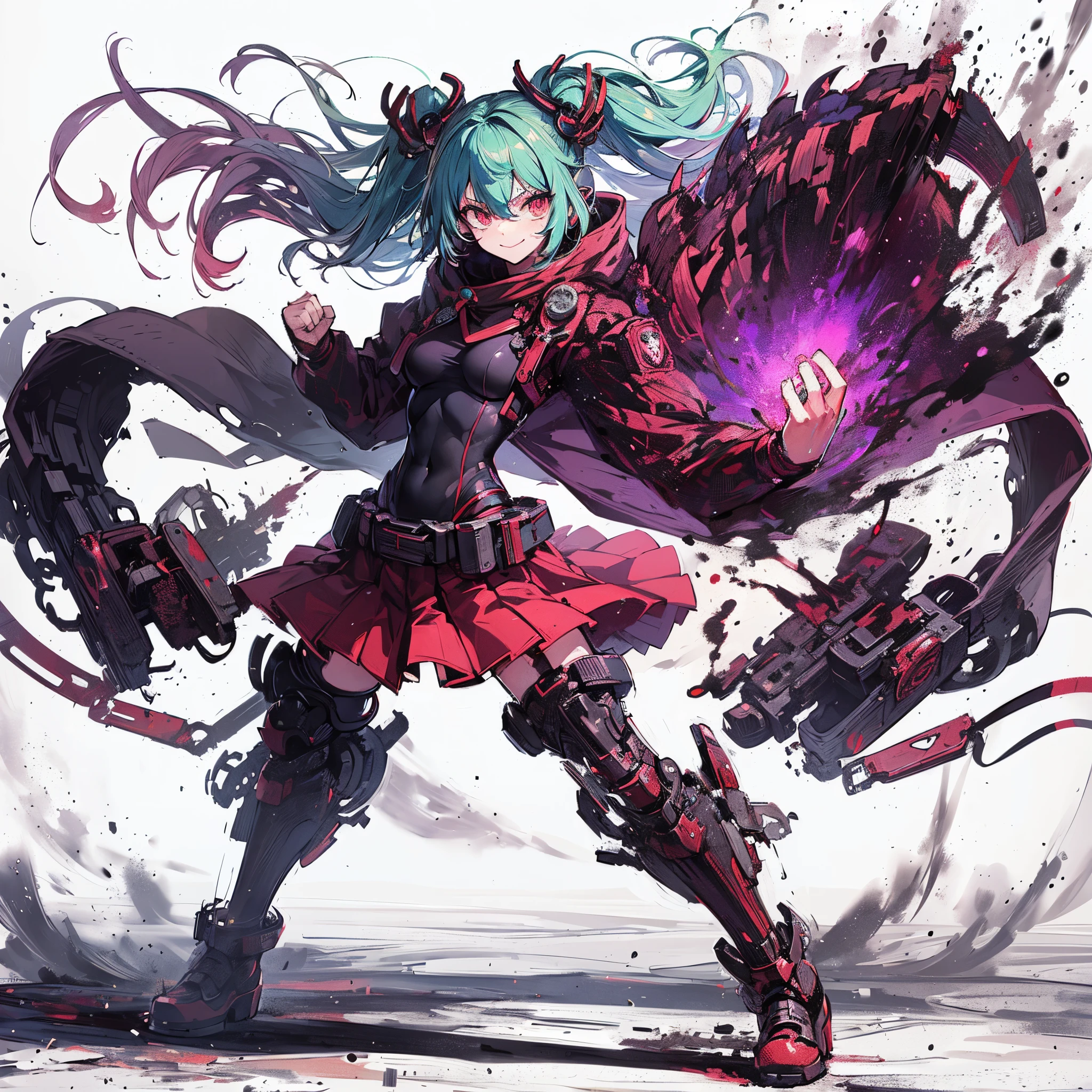 (hatsune miku), (masterpiece:1.5), (Highest quality), (Very detailed), (Very detailed), (One girl:1.2), (whole body:1.2), (young), (Weapons in hand), (War battle scene), (Bloody atmosphere), (cigarette), (fire), (cadaver), (Chaotic Background), (explosion), (Torn clothing), (A look of determination), (Sweat and dirt), (I was injured), (Dynamic pose), (Broken Armor), (Burnt landscape), (Combat Stance), (Smoldering Wreckage), (inflammation:1.3), (Battle cry), (Sounds of War:1.1), huge breasts, 