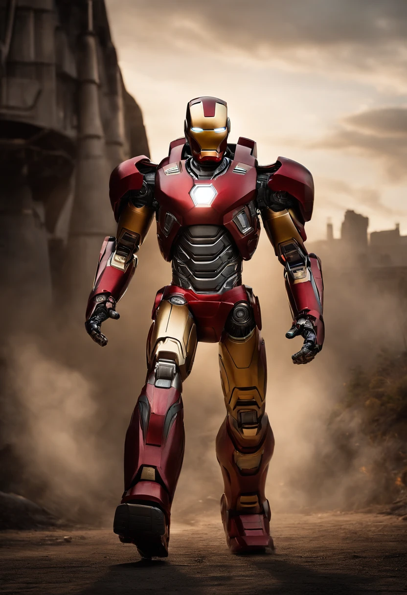 Envision an extraordinary fusion where Atom, the awe-inspiring robot from Real Steel, meets the technological prowess of Ironman. Picture a scene that combines Atom's powerful and robust design with the cutting-edge features and iconic suit elements of Ironman.
Highlight Atom's distinctive appearance, with its massive and imposing frame, integrated seamlessly with Ironman's high-tech suit features. Imagine intricate details, such as Atom's battle-worn exterior adorned with elements reminiscent of Ironman's sleek and futuristic armor.
Zoom in on the micro-details that blend the rugged, metallic exterior of Atom with the precision and sophistication of Ironman's suit. Showcase the fusion of gears, cables, and advanced technological components that enhance Atom's capabilities, transforming it into a formidable hybrid.
Consider the lighting to accentuate the amalgamation, using dynamic light to showcase the intricate details and create depth. Craft an atmosphere that combines the grittiness of Real Steel with the high-tech brilliance of the Ironman universe.
Imagine Atom in a powerful stance, perhaps mid-action or ready for battle, highlighting the dynamic synergy between its original design and the enhancements inspired by Ironman. Integrate elements that symbolize both worlds, from the brutal arena of Real Steel to the high-flying adventures of Ironman.
This detailed prompt aims to inspire the creation of a visually striking and innovative depiction where Atom from Real Steel meets the technological brilliance of Ironman, emphasizing the fusion of rugged strength with advanced, high-tech features.