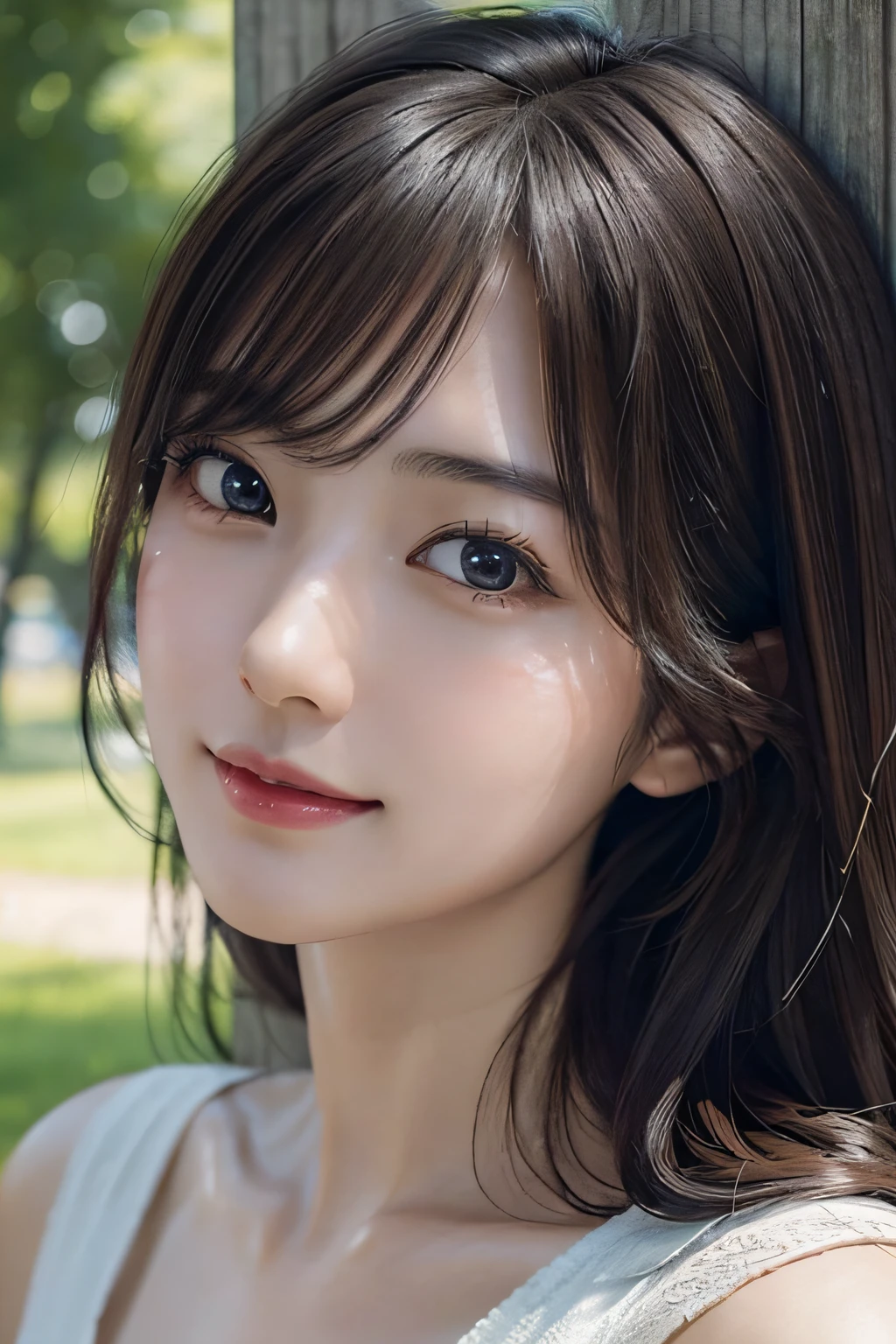 (A hyper-realistic) , (photographrealistic:1.4),(Increase the resolution), (8K), (ighly detailed), (beatiful detailed eyes), (best qualtiy), (ultra-detailliert), (masterpiece), (wall-paper), (详细的脸), 独奏,1 rapariga, perfect beautiful japanese woman:1.4、age19、looking at the viewers, delicate detail, A detailed face, murky, deep-shadows, A smile,