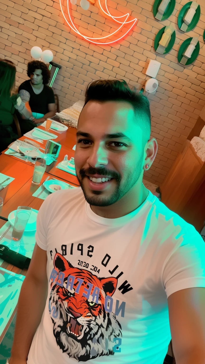 there is a man that is standing in front of a table, imagem de perfil, taken in the early 2020s, Directed by: Nandor Soldier, caio santos, foto de perfil, Fotografia tirada em 2 0 2 0, foto do perfil, Mohamed Chahin, taken in the late 2010s, foto de perfil headshot, imagem de qualidade muito baixa, pixel Disney