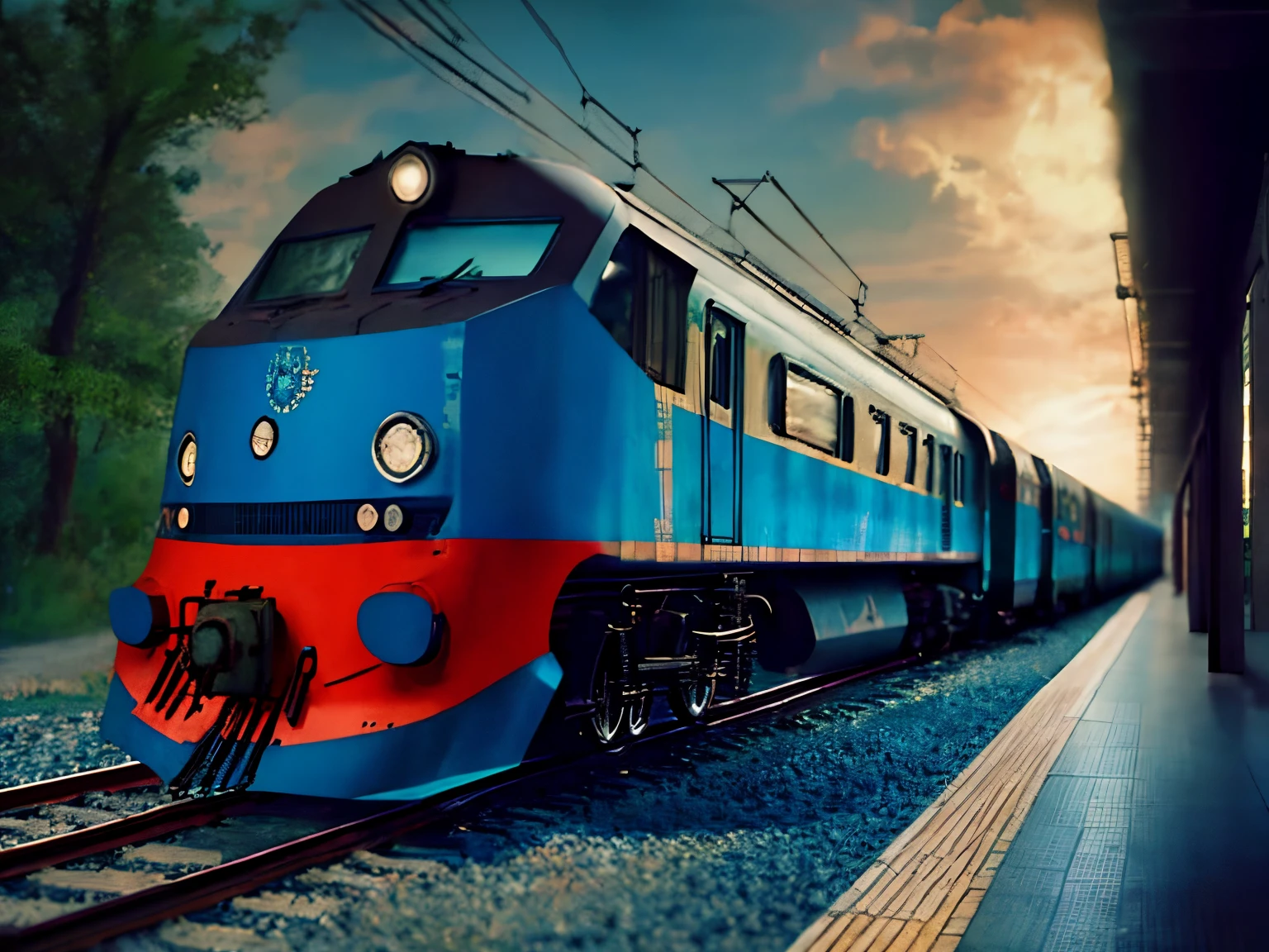 Fifties, trains,steampunc, The beautiful, Train station, concept-art, uniformity, dream-like, 4K, hyper HD, high high quality, hot topics at artstation headquarters, 8k ultra high definition, Studio quality, ultra real photo, max detail, massive scale, Post-processing, actual, photo-realism, Photoshop, photography of, ray traycing, Rendered by Octane