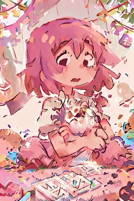 a girl with pink hair named momo