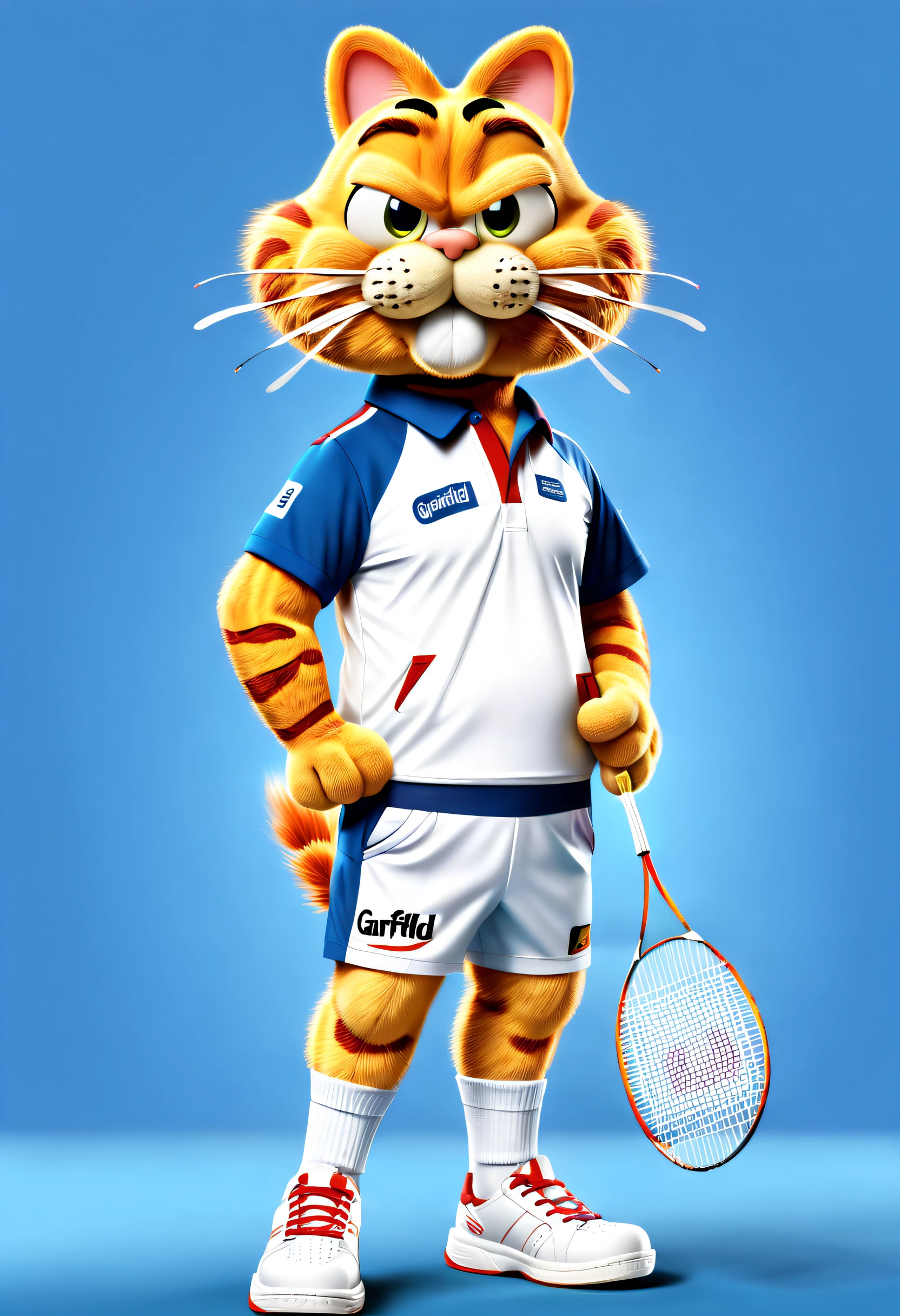 Brand advertising,Creative poster,Garfield wearing badminton uniform,