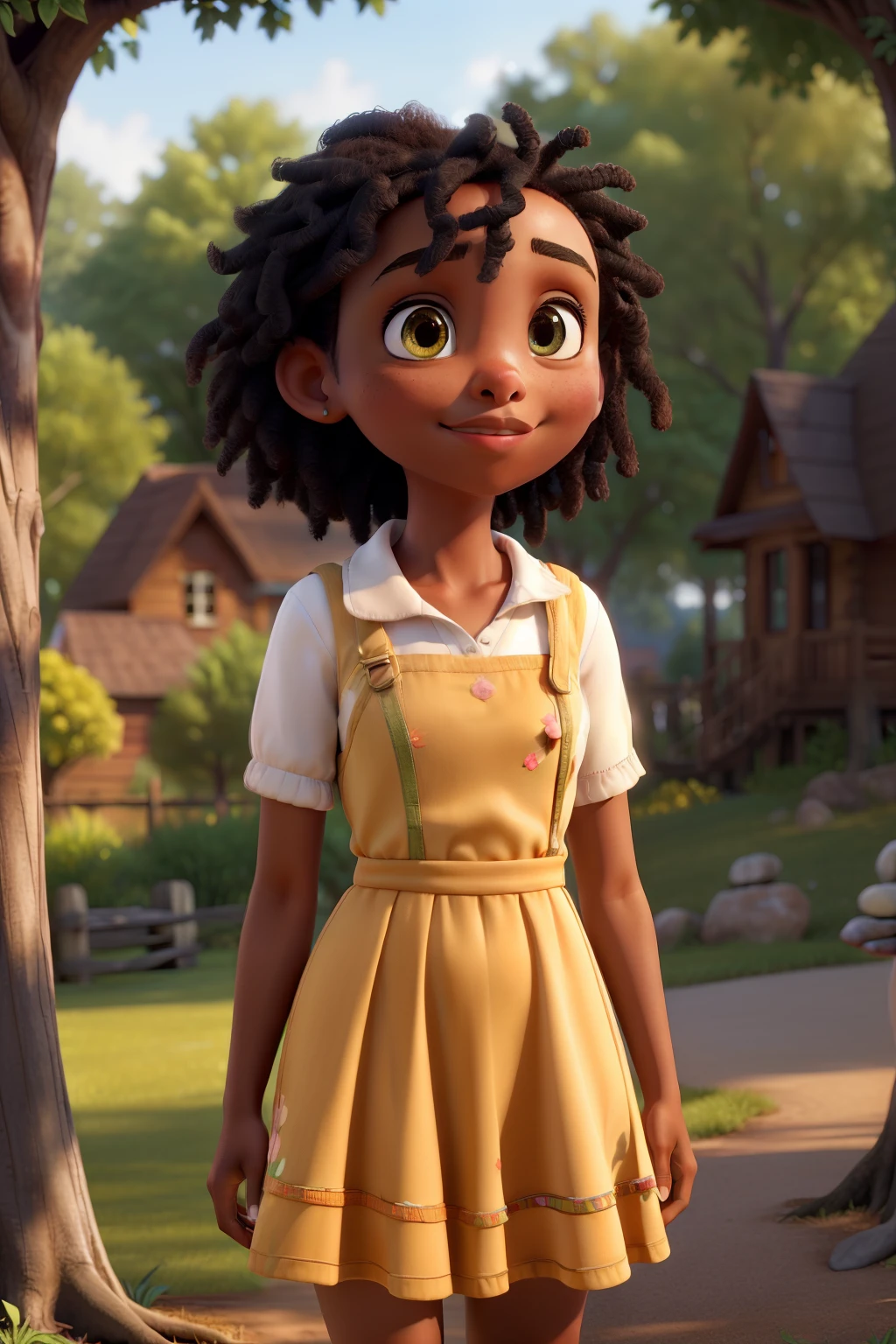 (best quality,ultra-detailed,realistic:1.37), HDR,UHD,studio lighting,ultra-fine painting,sharp focus,physically-based rendering,extreme detail description,professional,vivid colors,bokeh,portrait,landscape
A masterpiece of a 12-year-old girl with short dark hair in the park at sunset, accompanied by a bald dark-skinned friend with brown eyes. The girl's face has beautiful detailed eyes and lips, capturing her youthful charm. She is wearing a colorful dress that perfectly complements the vibrant green surroundings. The park is filled with tall trees and blooming flowers, providing a serene and picturesque backdrop. The setting sun casts warm rays of light, illuminating the scene with a soft, golden glow. The girl and her friend are engrossed in a friendly conversation, their body language expressing warmth and familiarity. The image is created using a combination of photography and digitally enhanced ultra-fine painting techniques, resulting in an exquisitely detailed and realistic portrayal. The colors are rich and vivid, enhancing the overall visual impact of the artwork. The composition and lighting are meticulously crafted, capturing the beauty of the moment and evoking a sense of tranquility in the viewer.