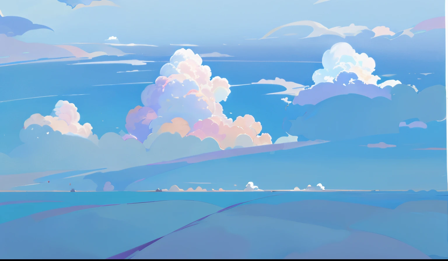 there are three clouds that are in the sky above the water, algumas nuvens, nuvens em segundo plano, nuvens em segundo plano, Nuvens dispersas, nuvem, plano de fundo da nuvem, nuvens distantes, fundo nublado, poucas nuvens, nuvens suaves, fundo das nuvens, nuvens de anime, Peaceful clouds, ( poucas nuvens ), nuvens brancas, nuvens calmas, Skyscape, pleasant clouds, sky on a background