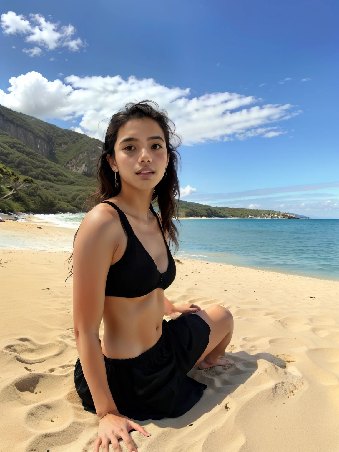 Foto de una mujer francesa. Cara en forma. 22year old, barbilla afilada, Cinematographer, foto en bruto, obra maestra, foto extremadamente detallada, DSLR, fotorrealista 1.4, ultra-high-resolution, mejor calidad, labios rosados, maquillaje perfecto, imagen de cuerpo completo, alto, tonificado, tetono, abdominales, ojos verdes brillantes, Sitting in the bathroom, usando ropa interior negro