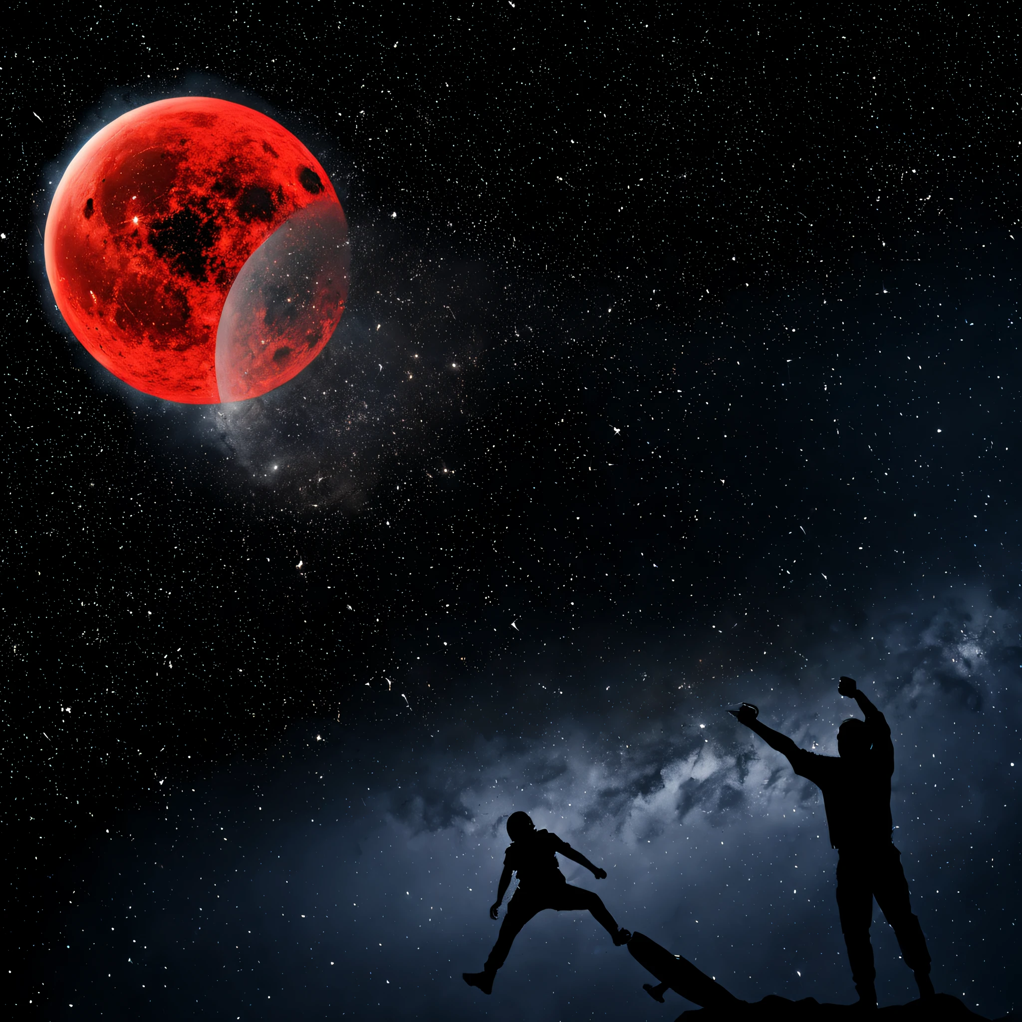 Nuit bleuté étoile filante homme regarde par le hublot d&#39;un vaisseau spatiale