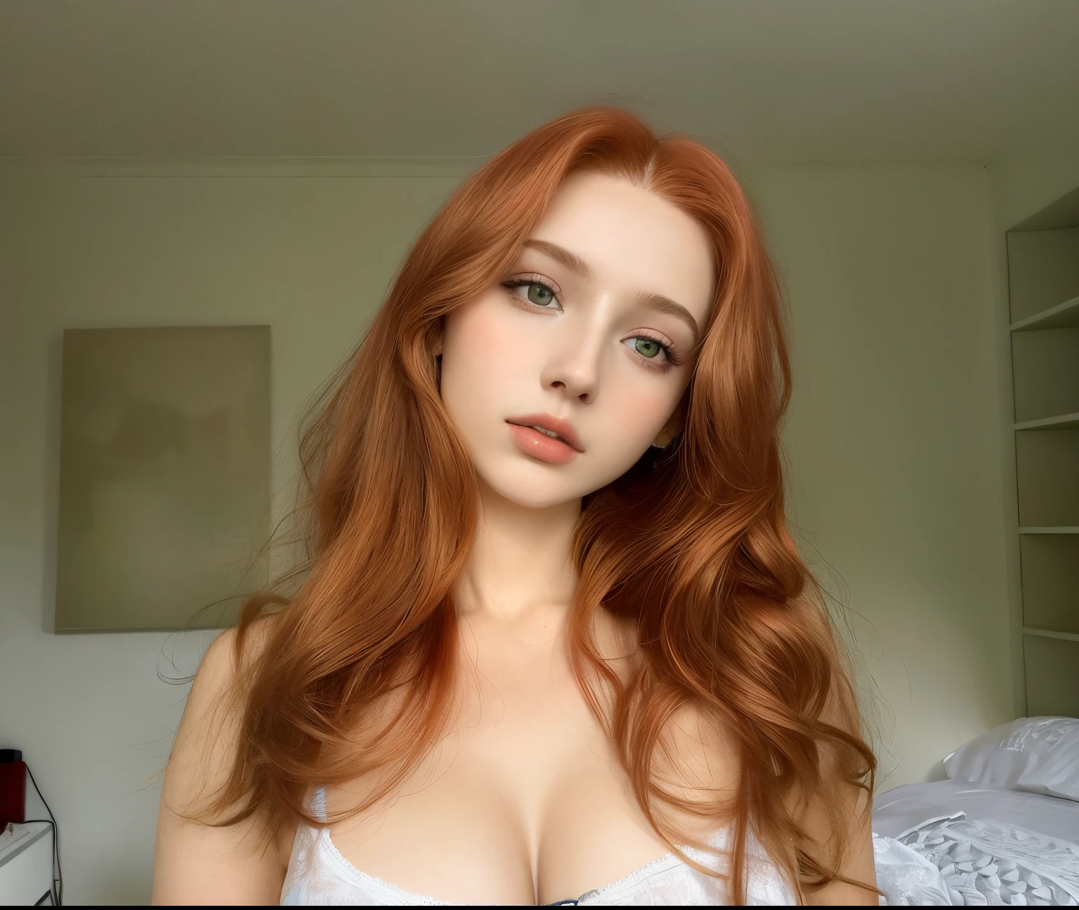 Hay una mujer con el pelo largo y rojo posando para una foto, 18 years old, piel suave y roja, with pale skin, Anna Nikolanova aka Newmilky, 1 6 years, Angelawhite, cabeza roja, Amouranth, Yelena Belova, natural soft pale skin, Chica pelirroja, Novia rusa, Retrato Sophie Mudd, Dasha Taran
