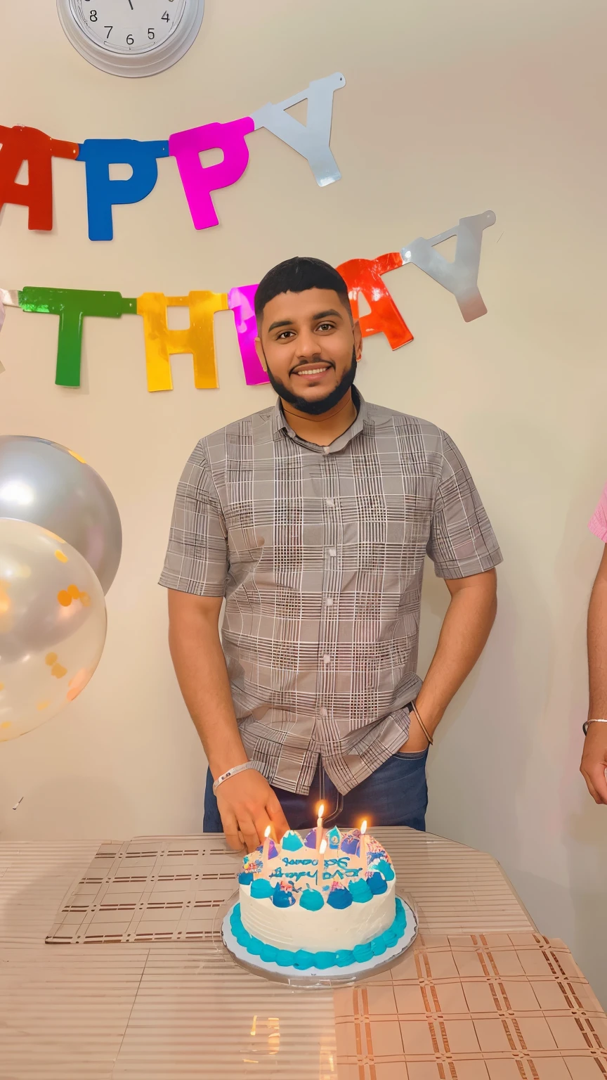 there are two men standing in front of a birthday cake, riyahd cassiem, he is! about 3 0 years old, he is about 30 years old, he is about 3 0 years old, he is about 2 , around 1 9 years oldthe early 2020s, 2 7 years old