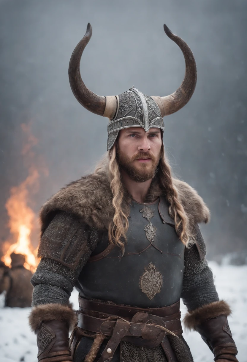 Envision an epic scene featuring a viking-inspired man adorned in highly detailed armor crafted from dragon bones, standing in a dark and foggy landscape with snow blowing behind him. Zoom in on micro-details, capturing the intricacies of his warpaint, armor, and the overall atmospheric setting.
Highlight the viking's warpaint with precise detailing, emphasizing the patterns and symbols that contribute to the fierce and intimidating appearance. Focus on the dragon bone armor, showcasing the intricate design, textures, and unique features that set it apart, all illuminated by the dim light of the torch.
Zoom in on the viking's face, capturing the determination and intensity in his expression as he holds the torch, which becomes the sole source of light in the dark and foggy scene. Emphasize the flickering light casting shadows on his features, adding depth and mystery.
Consider the snow blowing behind the viking, integrating the dynamic movement of the snowflakes into the scene. Use the dark and foggy atmosphere to create an otherworldly ambiance, enhancing the viking's imposing presence amidst the wintry landscape.
Imagine the viking in a powerful stance, ready for battle or surveying the desolate surroundings. Integrate elements like fur detailing on his attire, capturing the harshness of the environment. Craft an immersive and visually compelling scene that brings together the micro-details of the viking's appearance with the atmospheric elements of the dark, foggy, and snowy landscape.
This detailed prompt aims to inspire the creation of a highly detailed and visually captivating depiction of a viking-looking man in dragon bone armor, set in a dark and foggy scene with blowing snow, with the torchlight providing the sole source of illumination and emphasizing intricate micro-details.