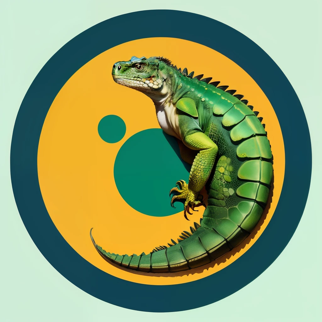 Logo circular con una iguana con chonete