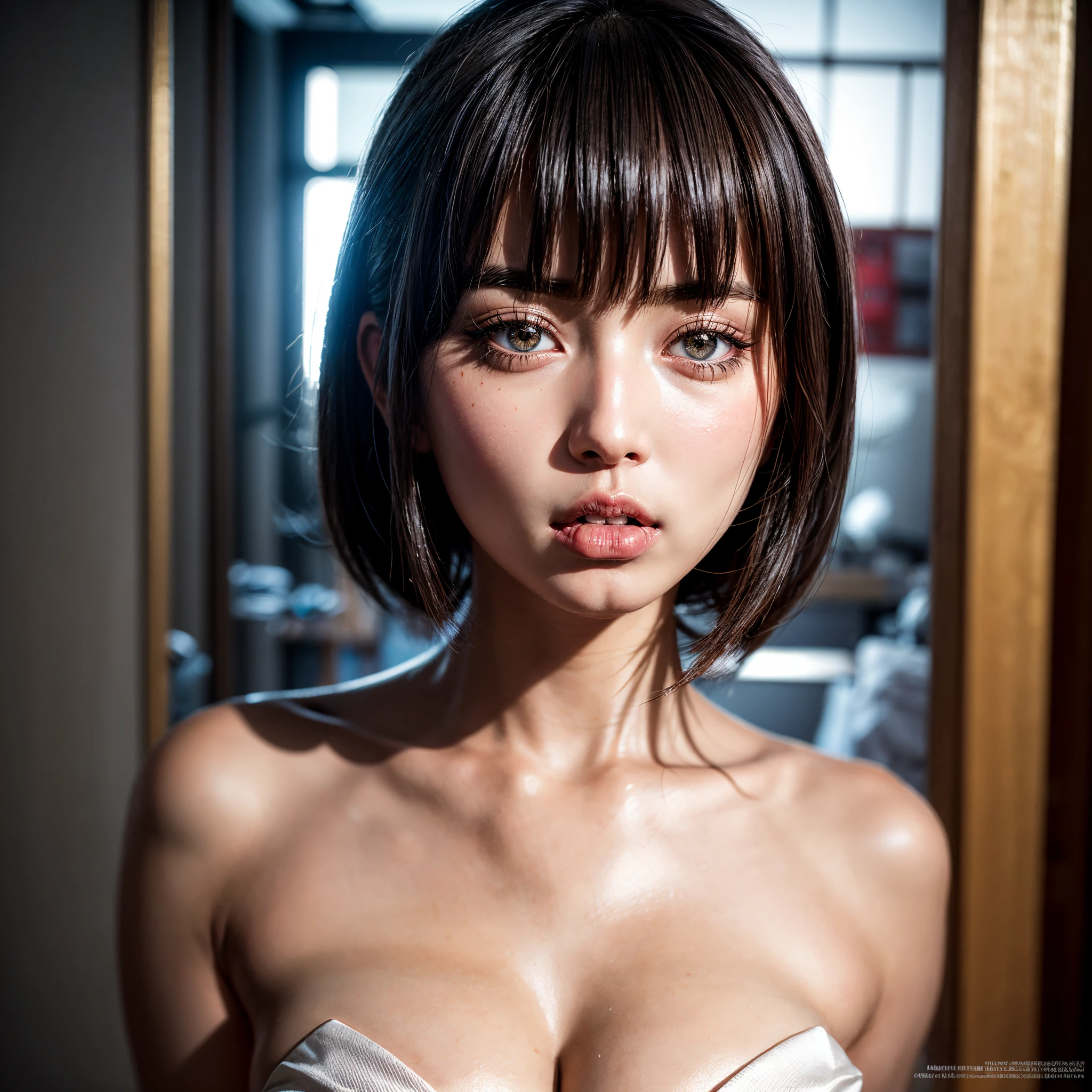 (White and vivid colors), (sexy Japanese junior idol), ((face variations)), portrayed in the best quality and high resolution. The image should be ultra-detailed, realistic, and photorealistic with a touch of rawness. The lighting should be emphasized to bring out the details of the face. The medium can be a combination of photography and concept art. The color tone should be vibrant and vivid, enhancing the overall visual impact.