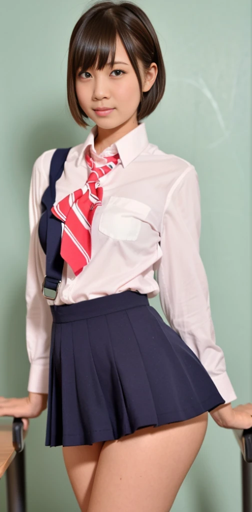 seifuku cosplay,seifuku cosplayershort hair,arm behind,front body, front face, slender body,standing ,(8k, RAW photo, best quality, masterpiece:1.2), (realistic, photo-realistic:1.37), ultra-detailed,(detailed beautiful girl:1.4),1 girl, full body shot,