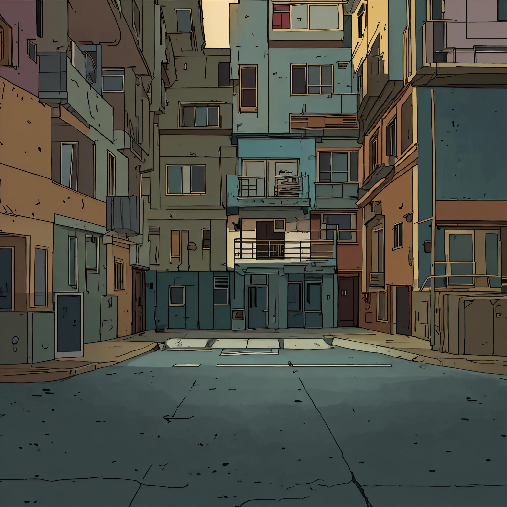 Empty ghetto city, cartoon style